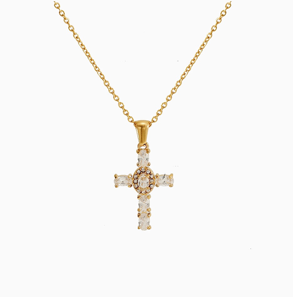 Lily cross necklace